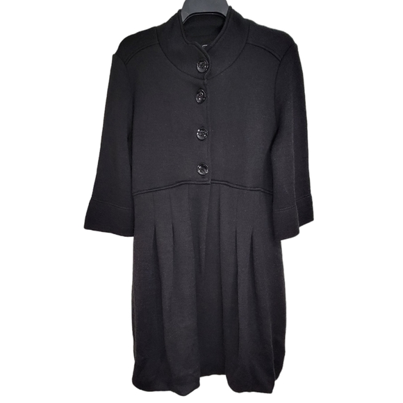 Lisa International Black Button Down Wool Blend 1/2 Sleeve Coat - Picture 1 of 14